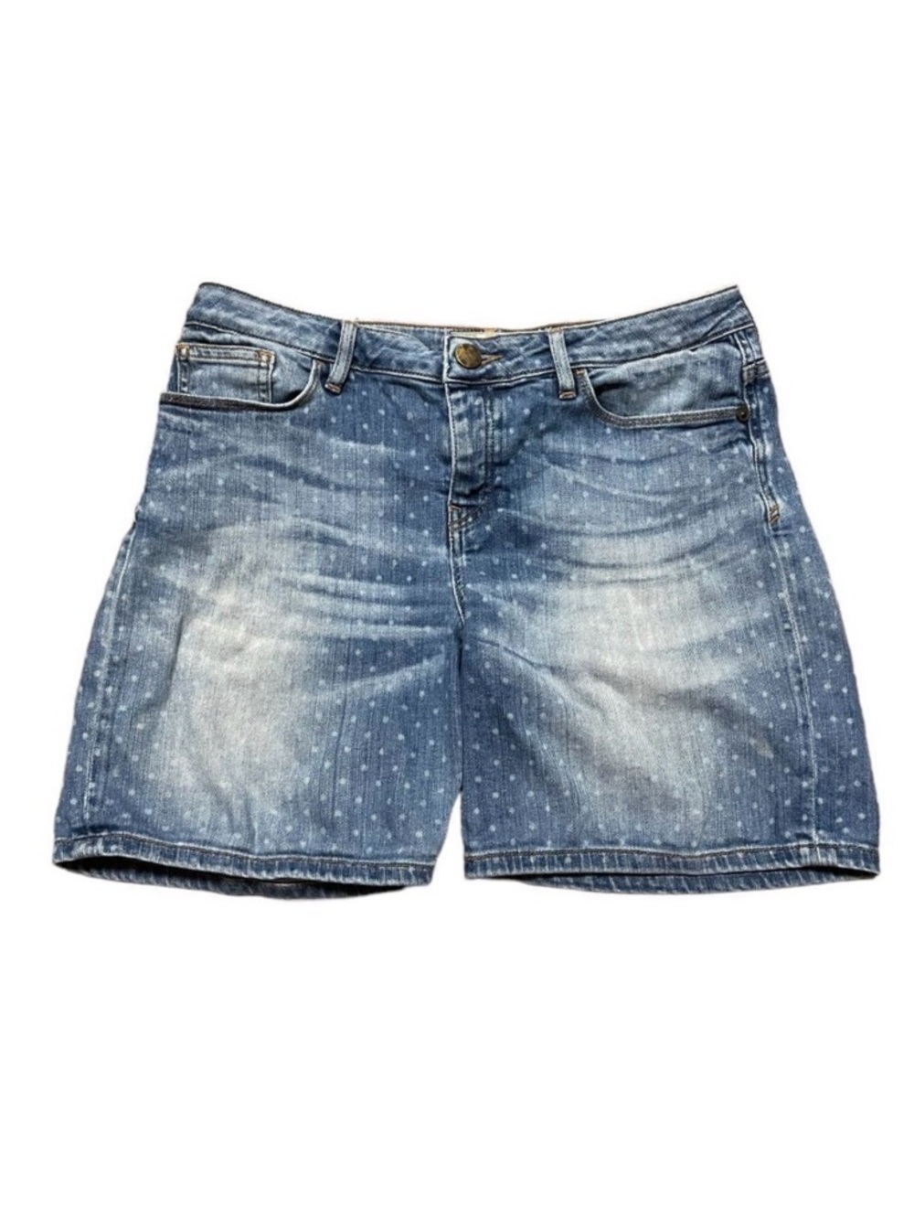Fat Face Polka Dot Denim Jean Shorts Medium Wash Women's Size 12 Twee Y2K